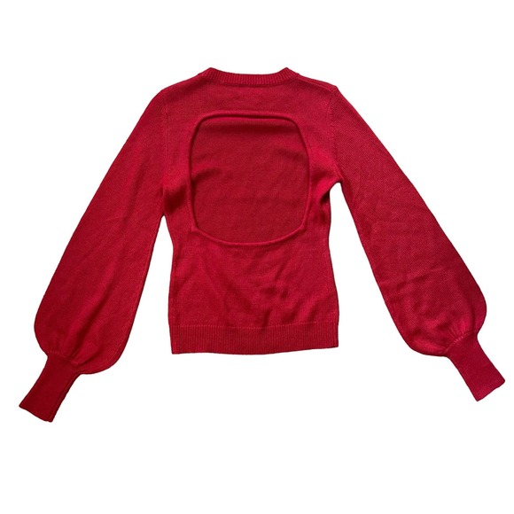 LPA Open Back Balloon Sleeve Red Sweater Women’s Size XS - Picture 3 of 4